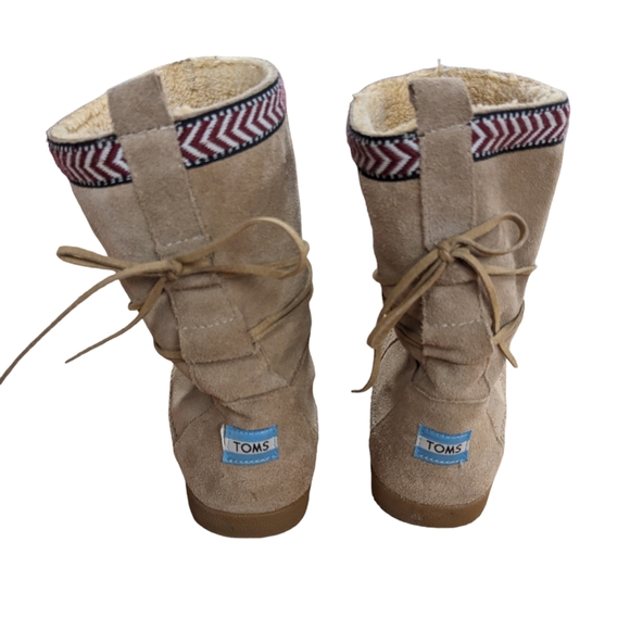Toms Leather & Faux Fur Tribal Boots Size 9.5 - Picture 3 of 12